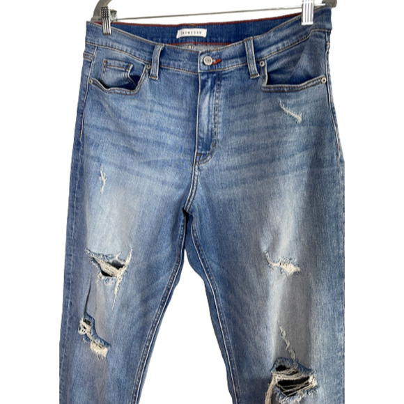 TheMogan Jeans‎ Frankie Low Rise Girlfriend Distressed Rip Roll Up Blue Size 13 - Picture 2 of 9